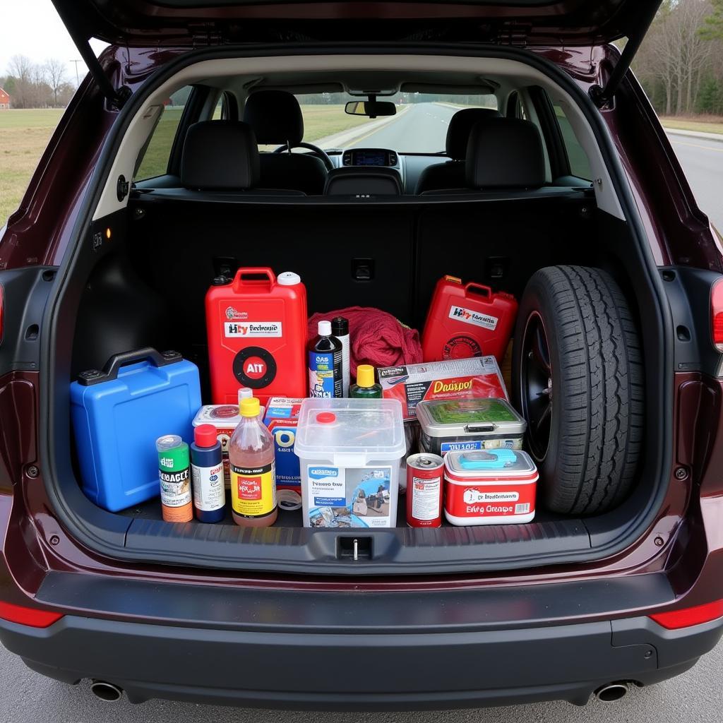 Car Flat Tire Fix Kit in Trunk