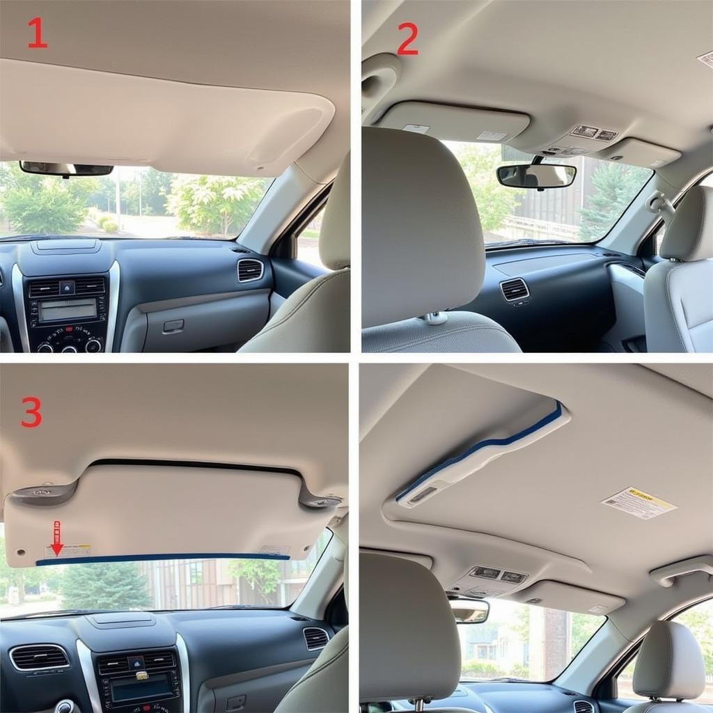 Car Headliner Quick Fixes with Pins and Tape