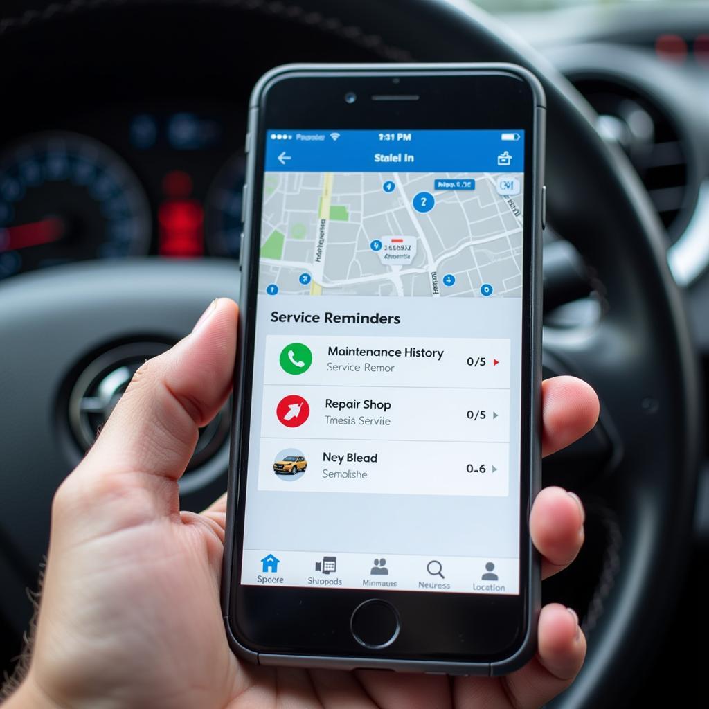 Car Maintenance App on Smartphone
