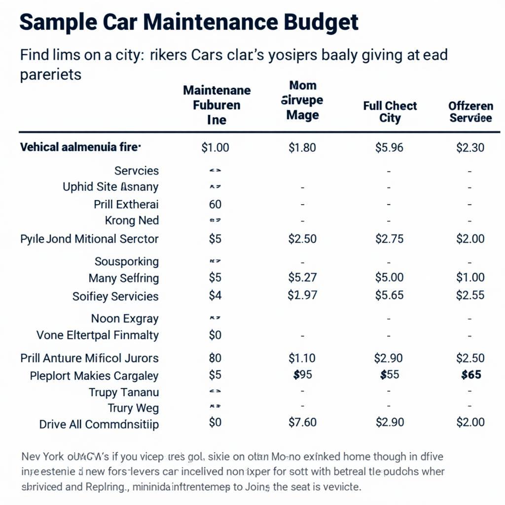 Car Maintenance Budget in NYC