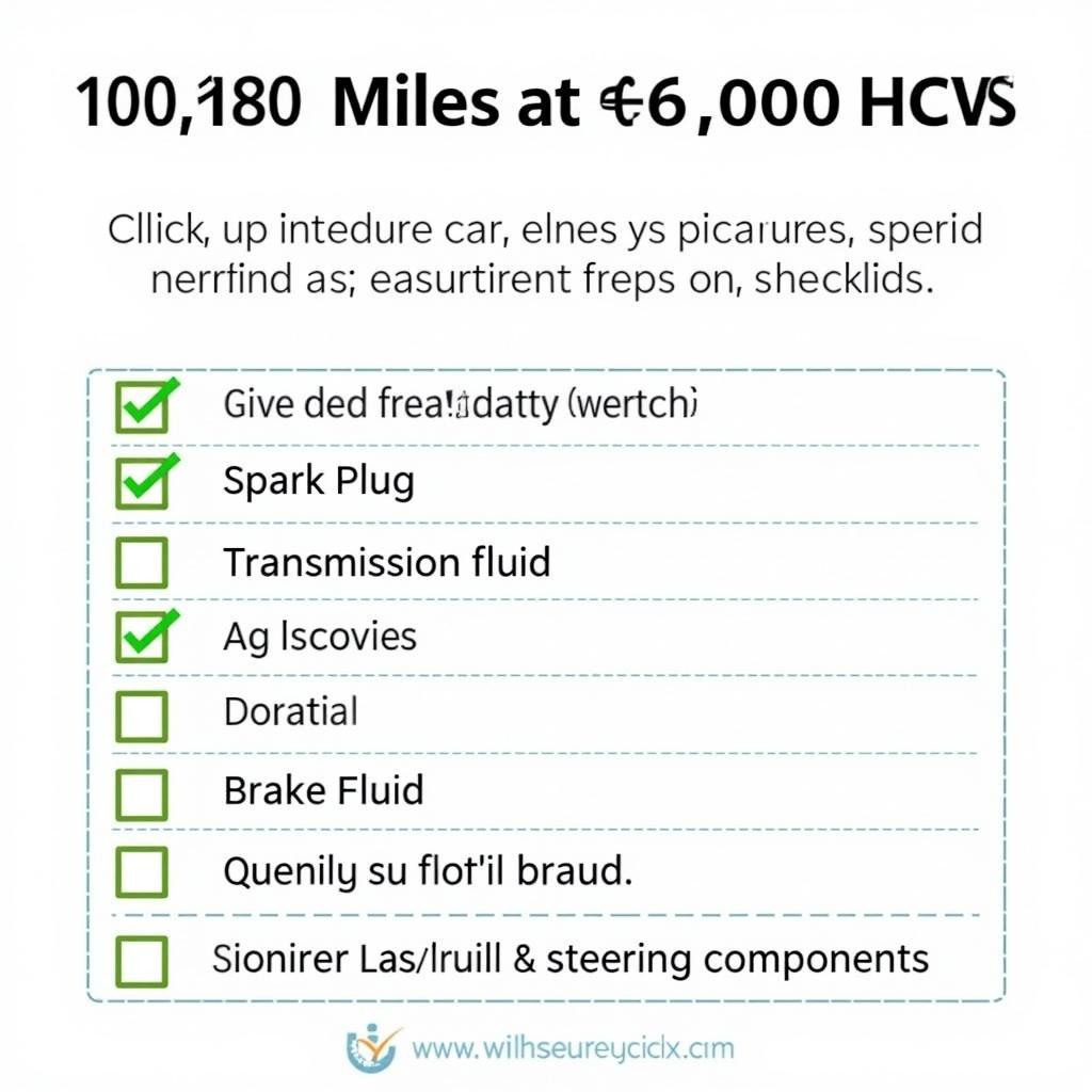 Car Maintenance Checklist at 100,000 Miles