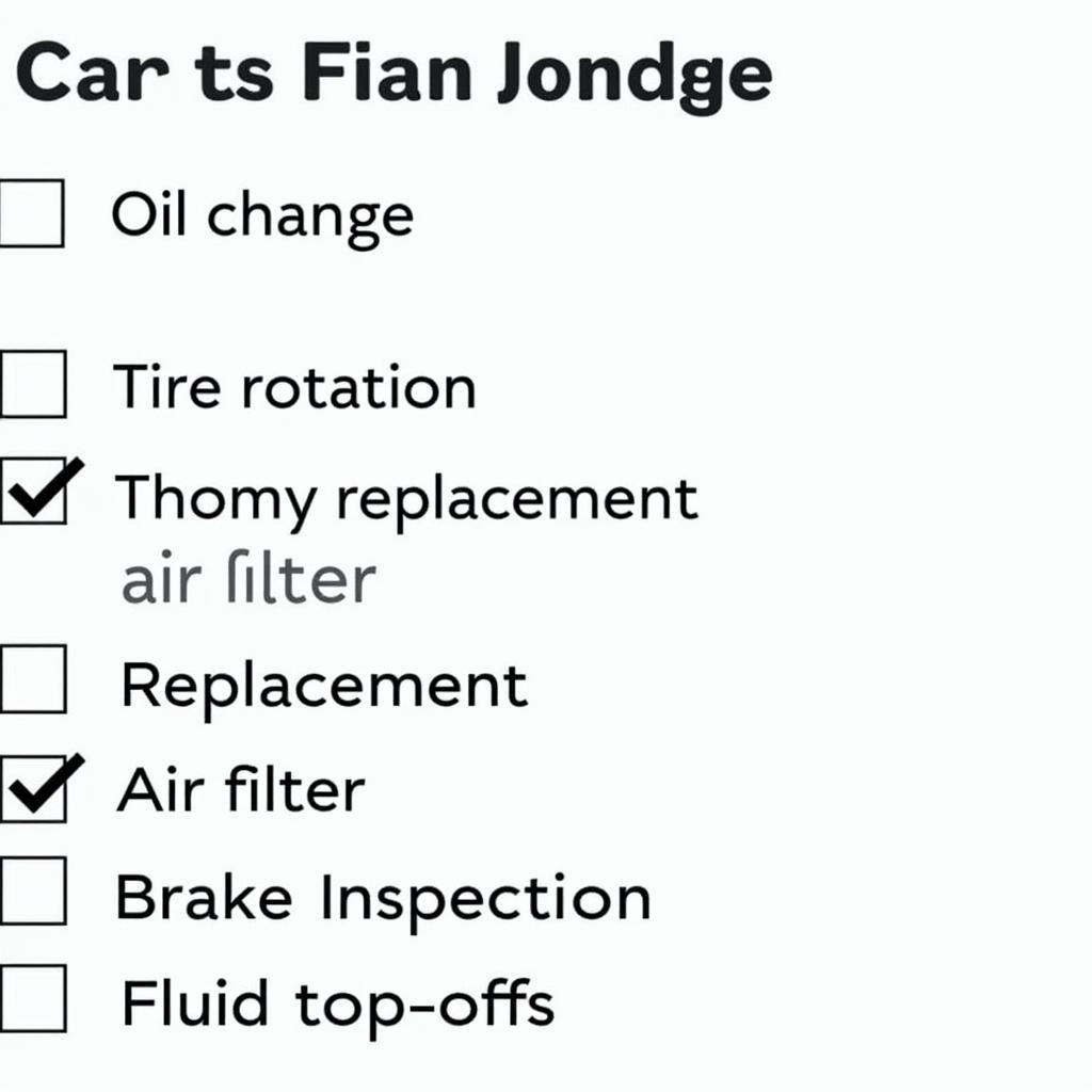 Essential Car Maintenance Checklist: A visual guide to the key maintenance tasks and their recommended intervals.