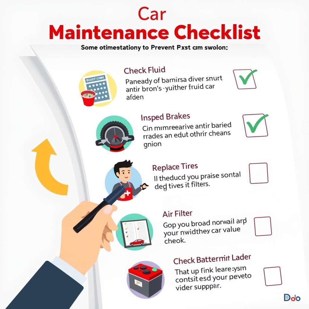 Car Maintenance Checklist: A checklist highlighting essential car maintenance tasks.