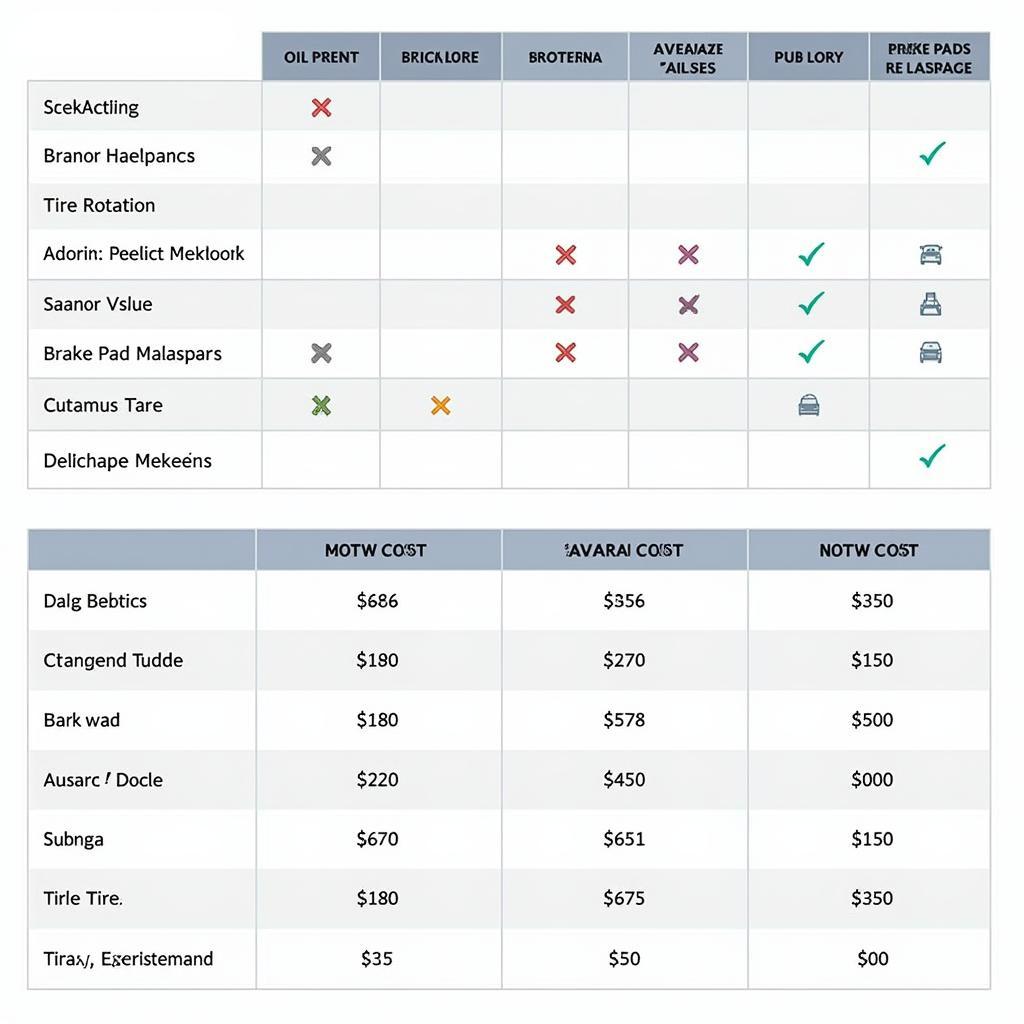 Example of a Car Maintenance Cost Chart