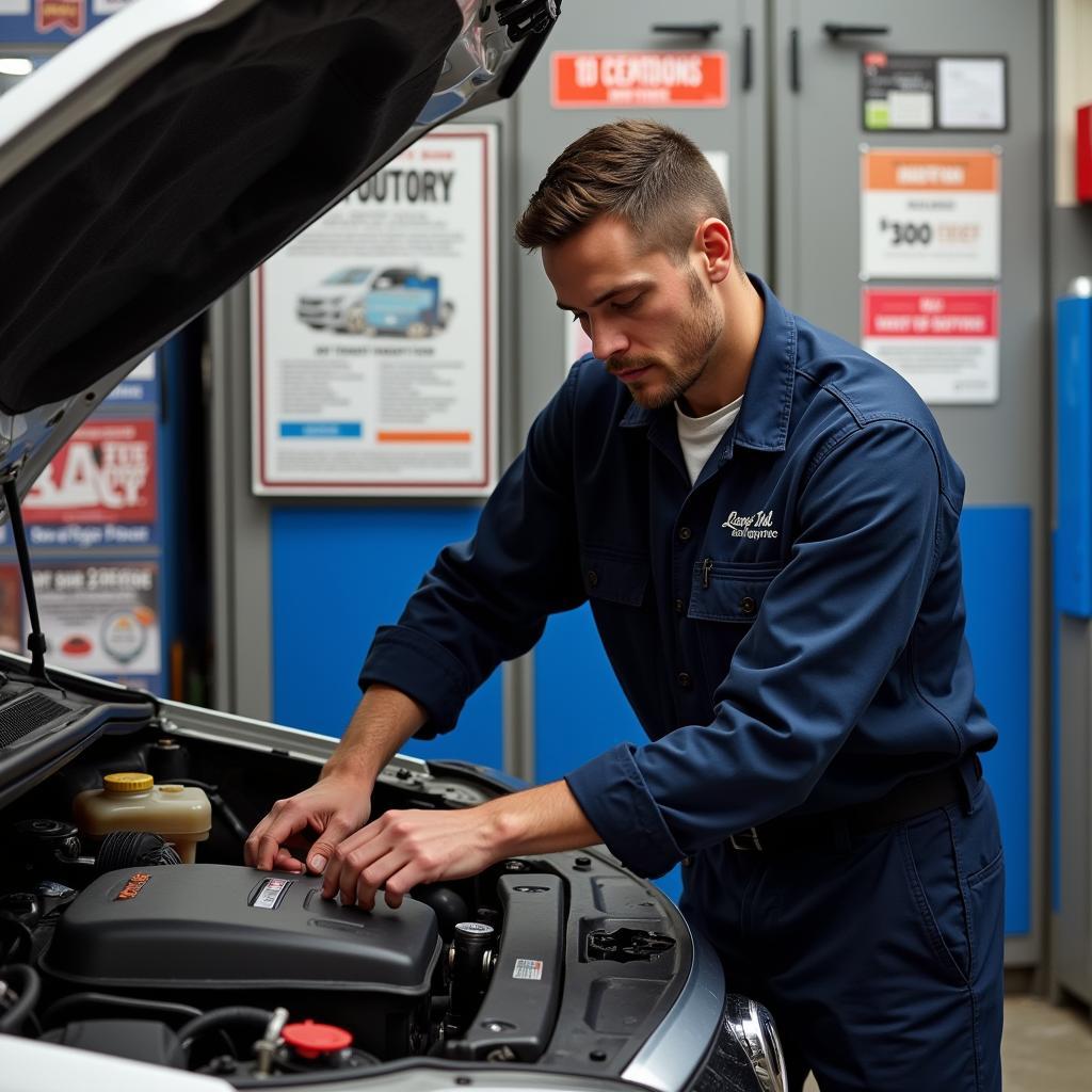 Mechanic Working on a Car with Coupons in Raleigh, NC