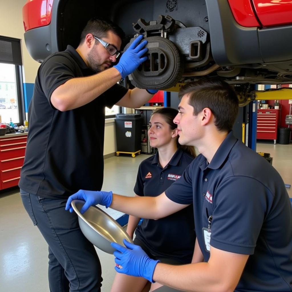 Students Practicing an Oil Change in a Car Maintenance Course in NYC