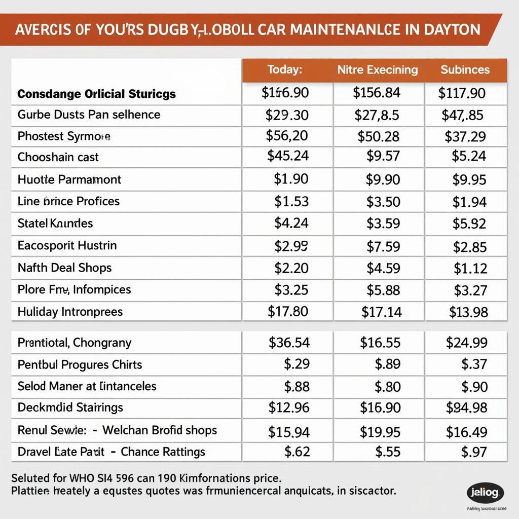 Car Maintenance Cost Comparison Chart