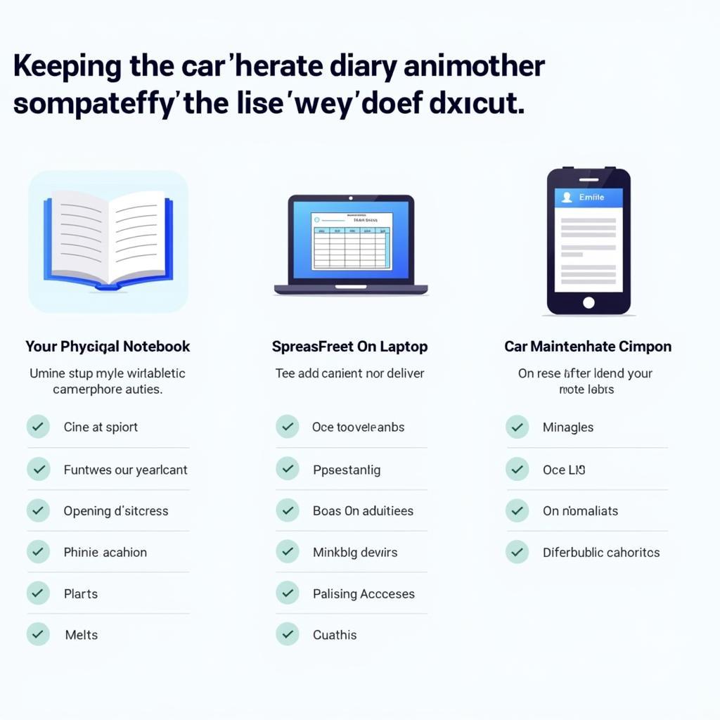 Different Car Maintenance Diary Formats