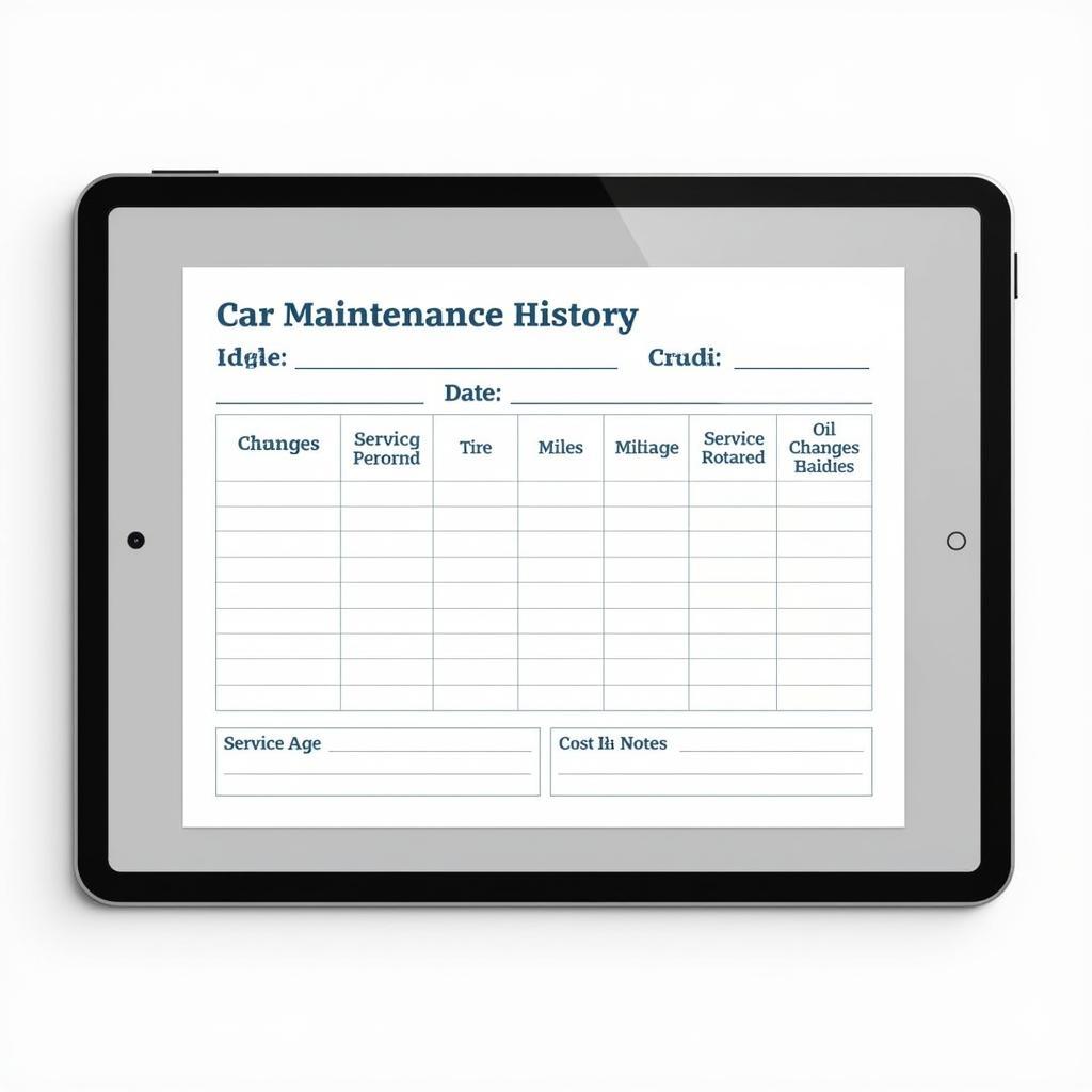 Example of a Car Maintenance History Template