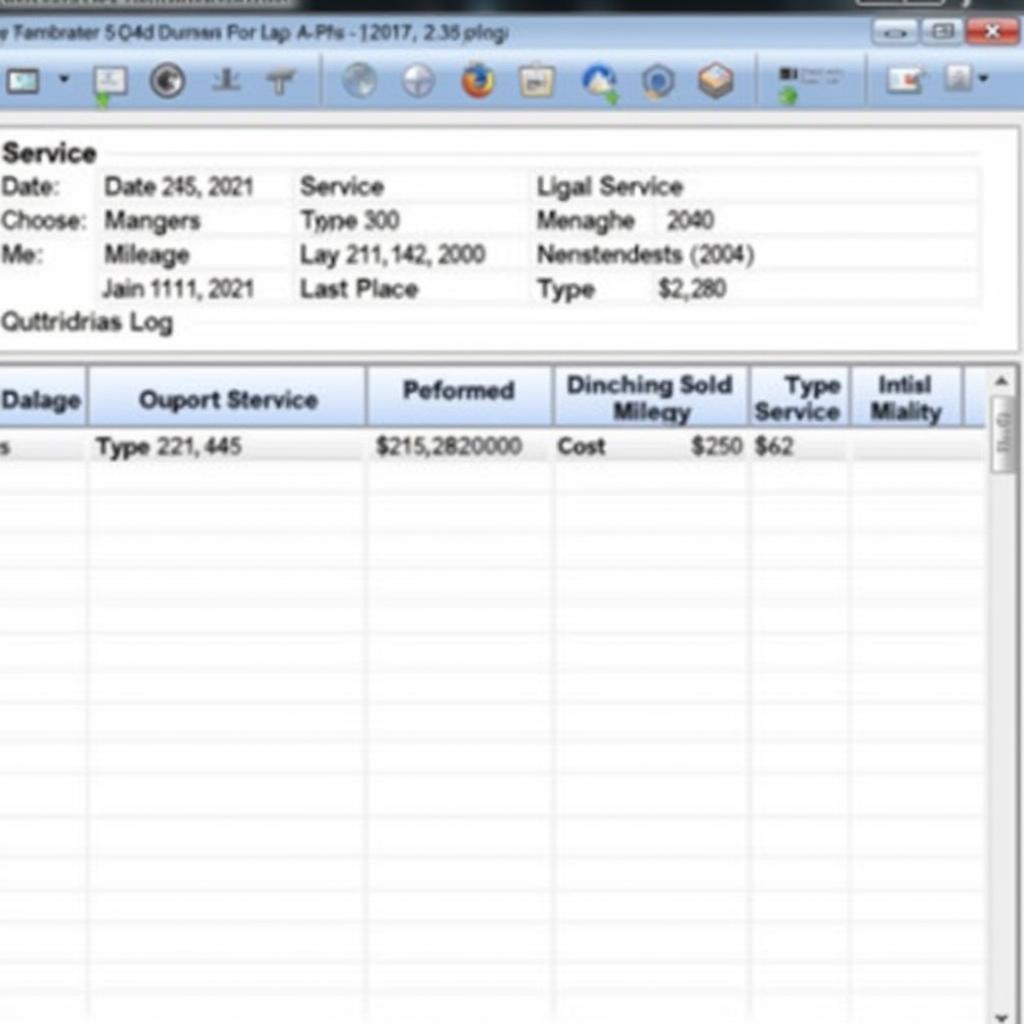 Example of a digital car maintenance log