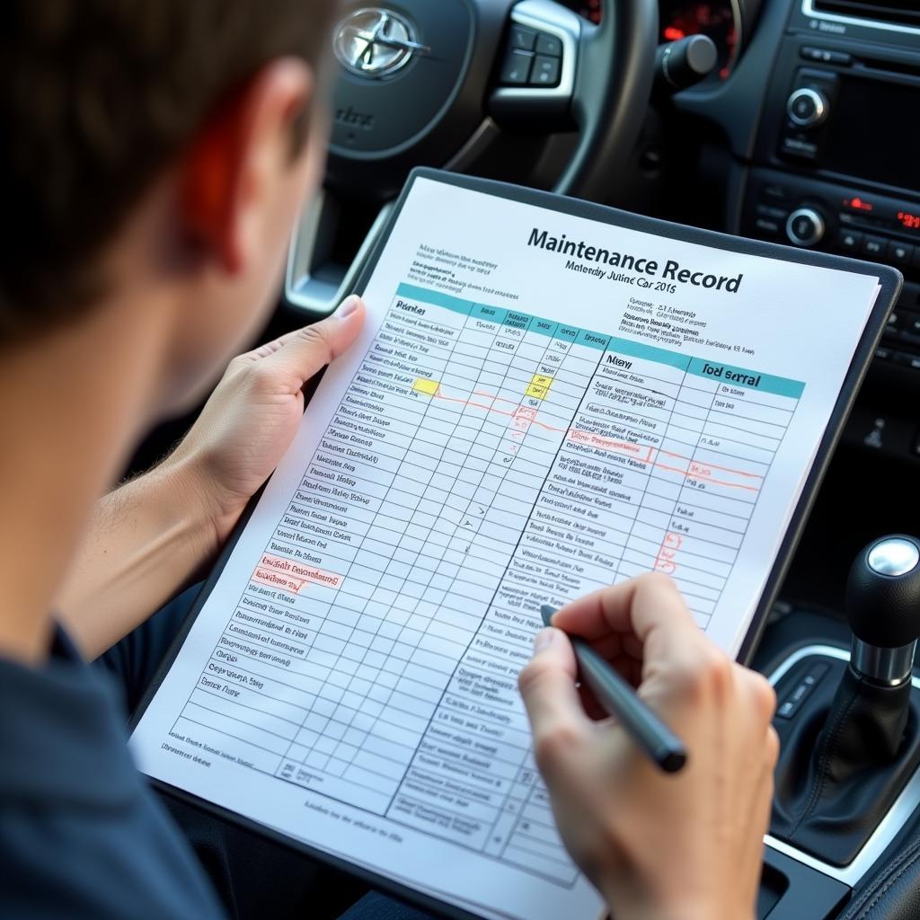 Checking a car maintenance record