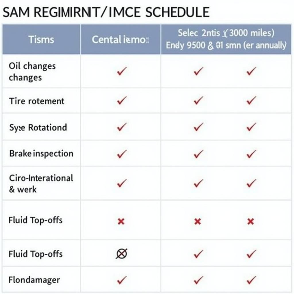 Example of a Car Maintenance Schedule