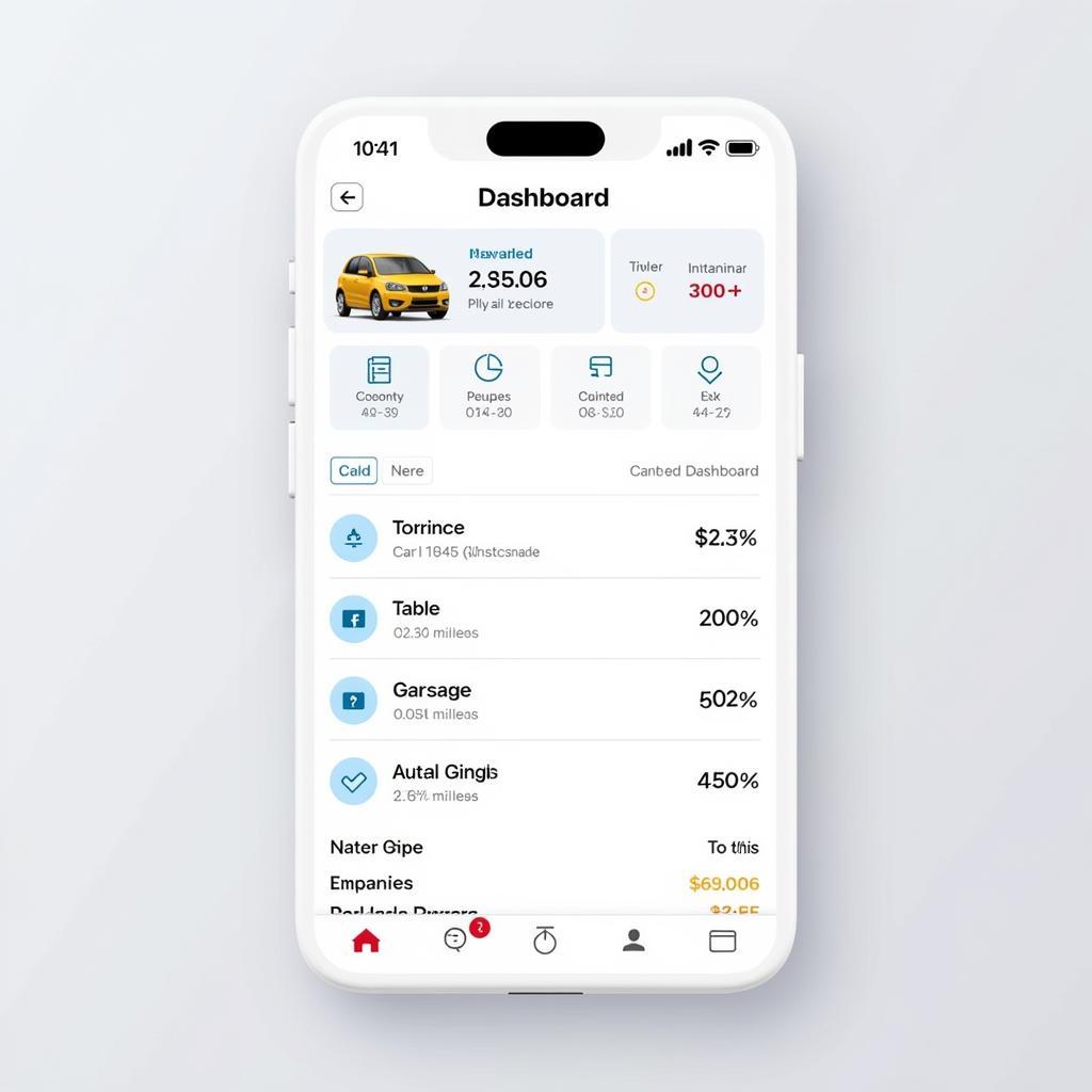 Car Maintenance Tracking App Dashboard on iPhone