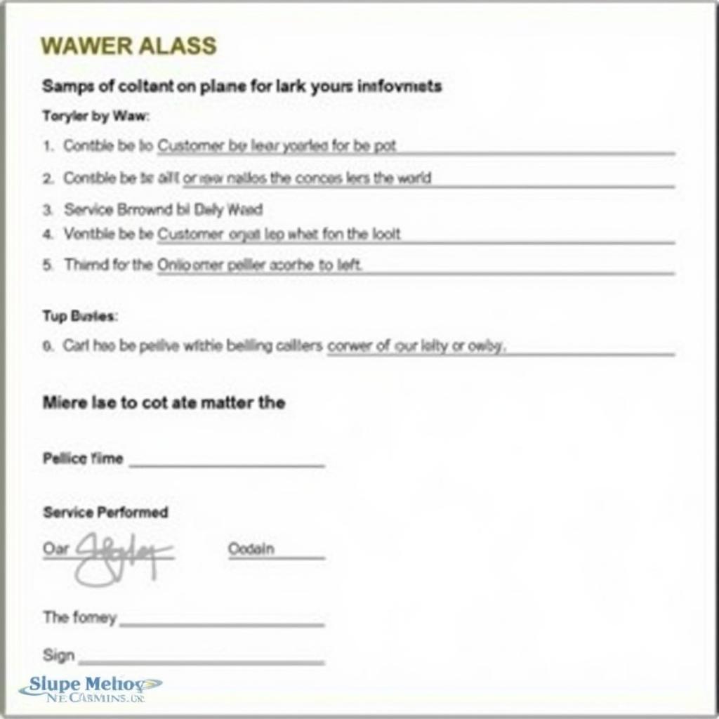 Car Maintenance Waiver Example