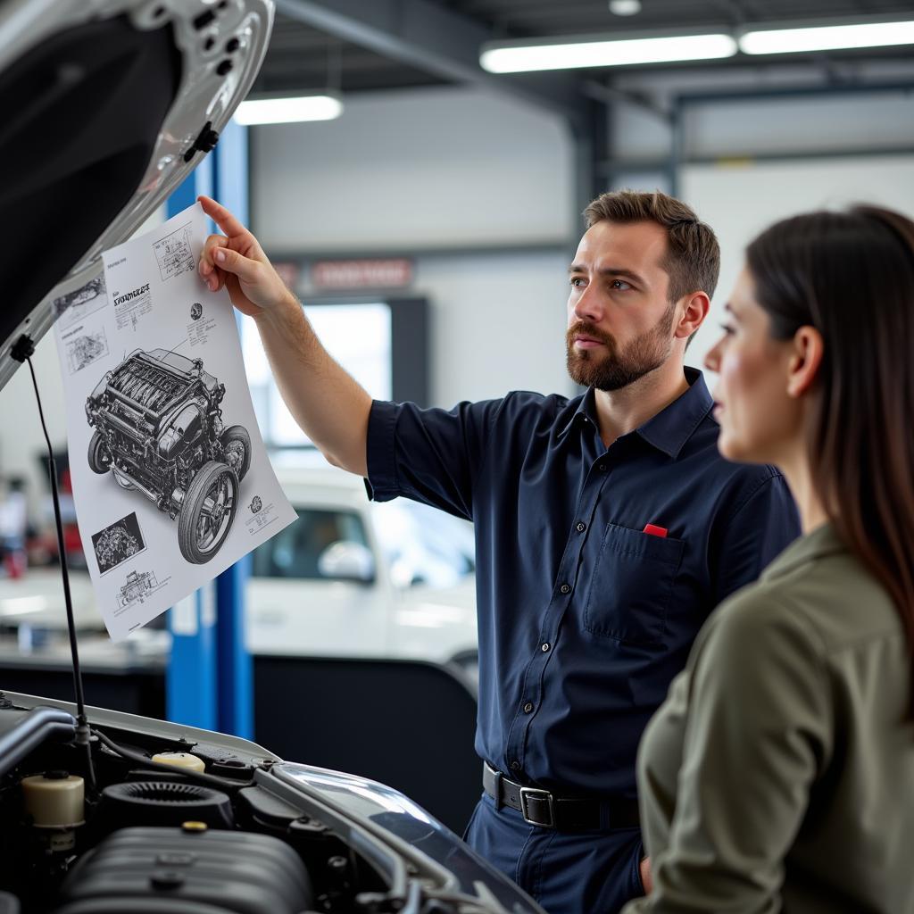 Car Mechanic Explaining Maintenance