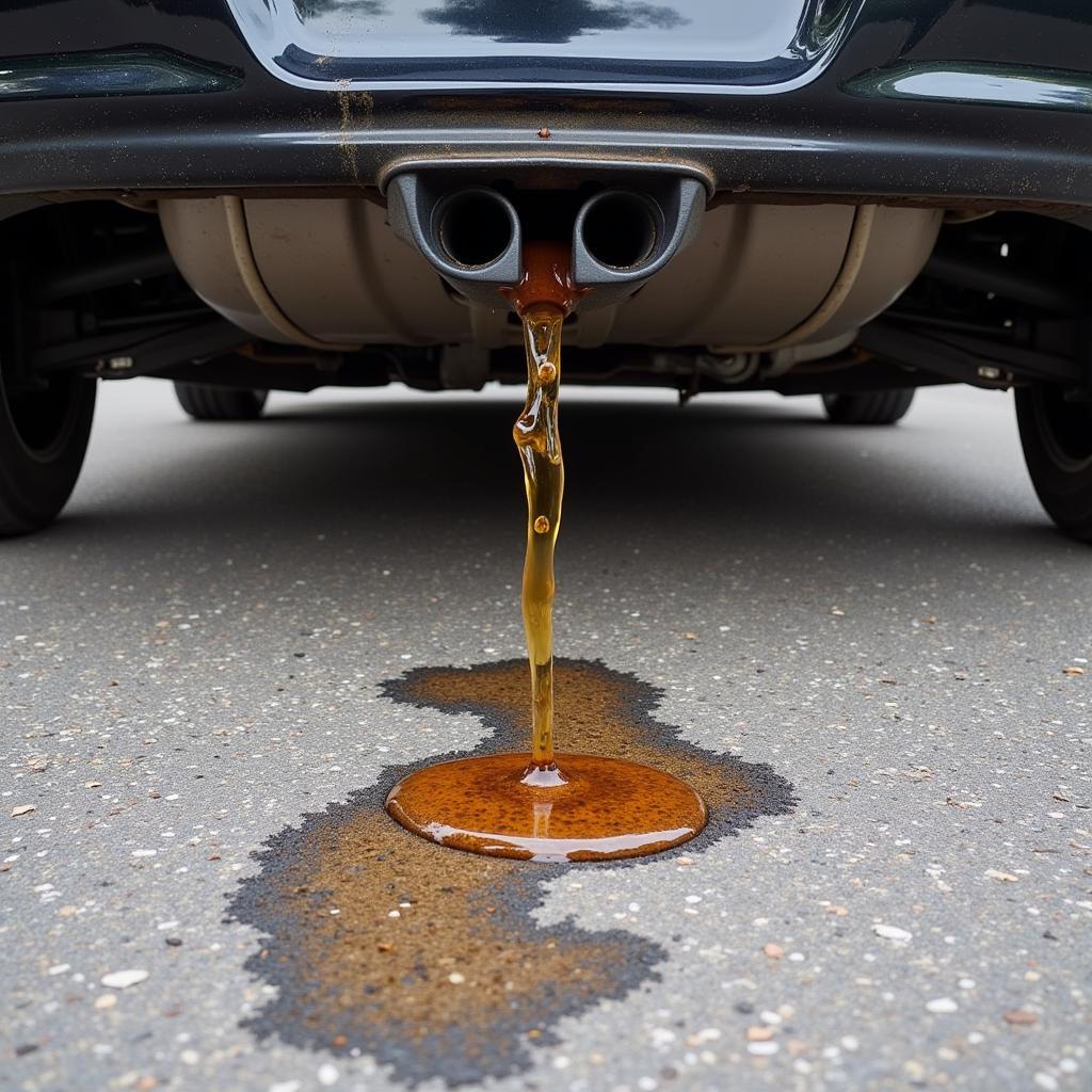 Detecting an oil leak in a car engine.