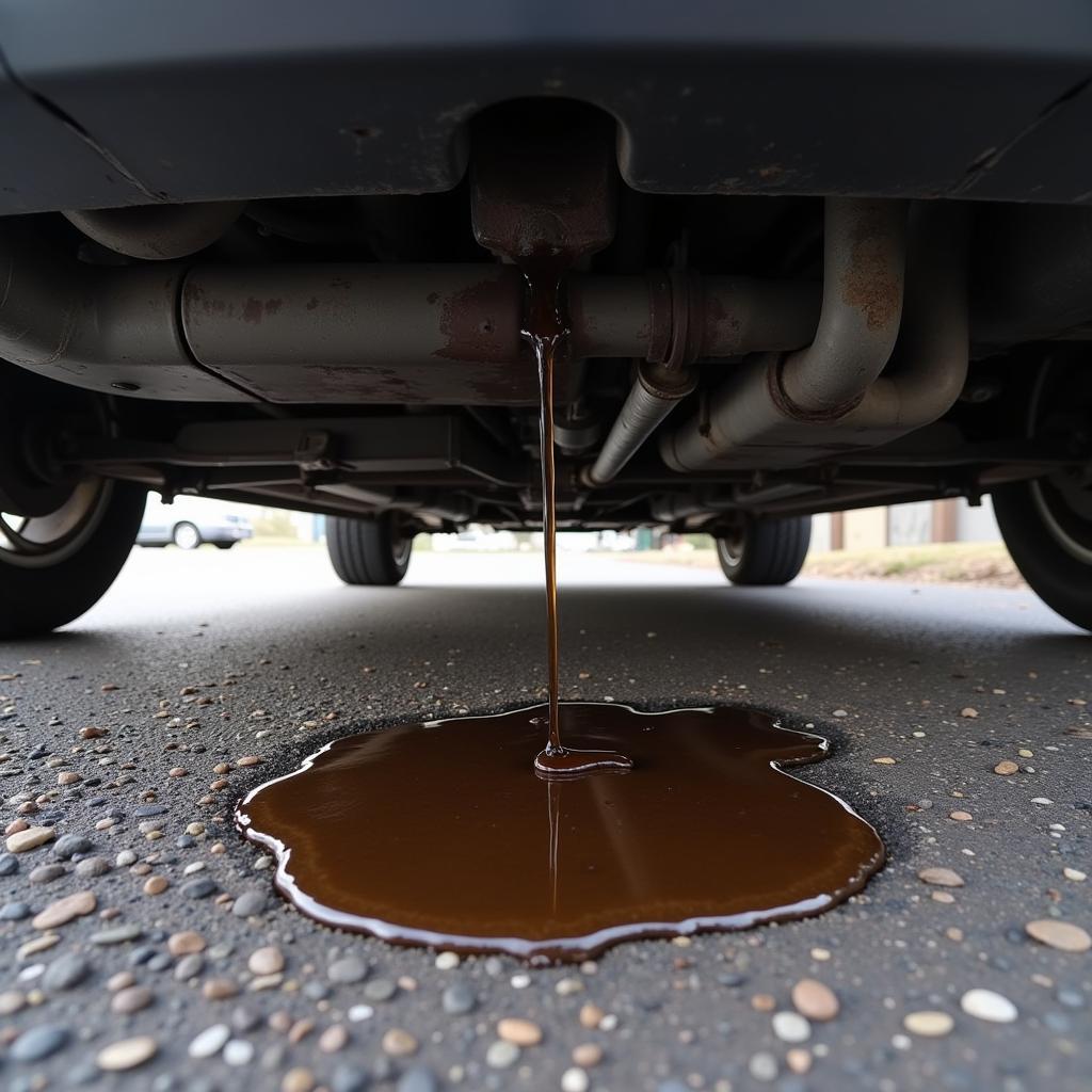 Car oil leak visible underneath the vehicle