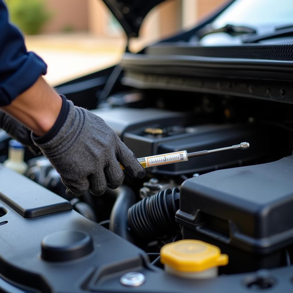 Car Owner Checking Oil Level