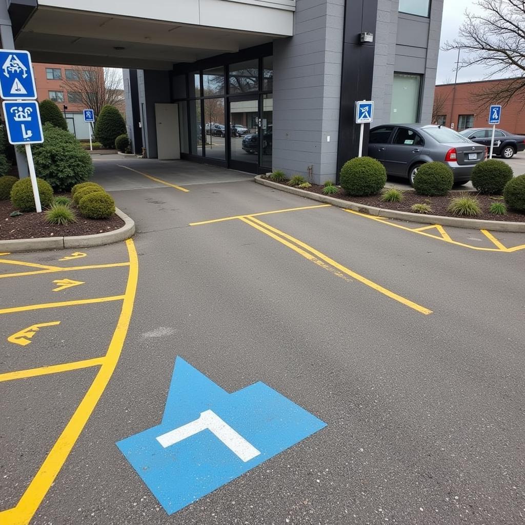 Freshly painted lines and clear signage in a parking lot