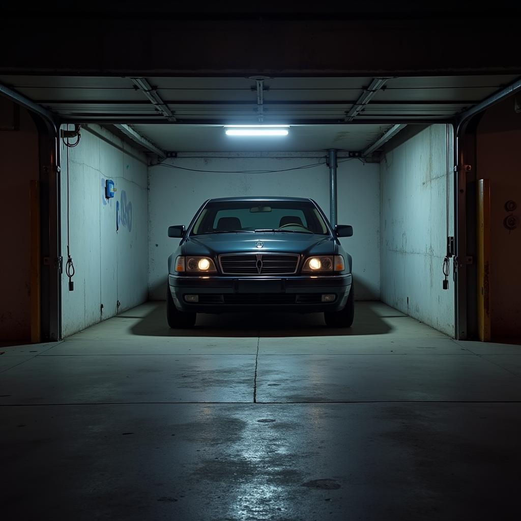 Car parked in a secure garage in Sacramento