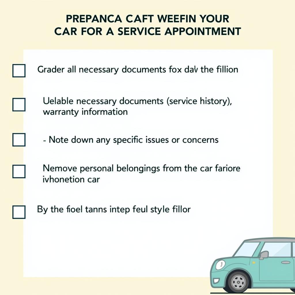 Car Service Appointment Checklist