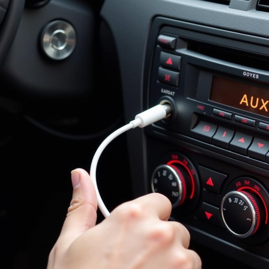 Connecting an aux cable to a car stereo's aux input