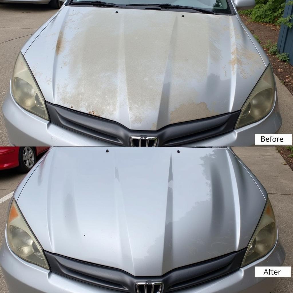 Car Sun Damage Before and After Waxing