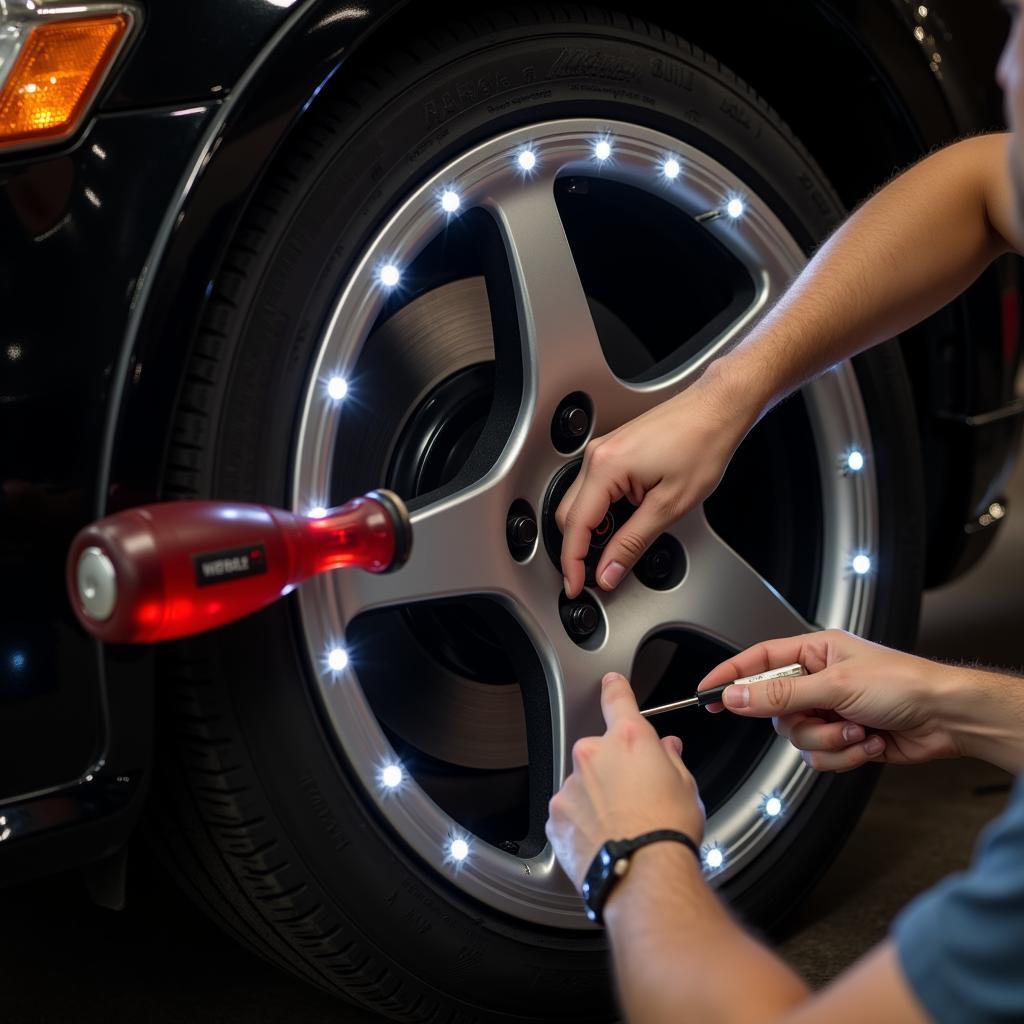 Car Tyre LED Light Installation Process