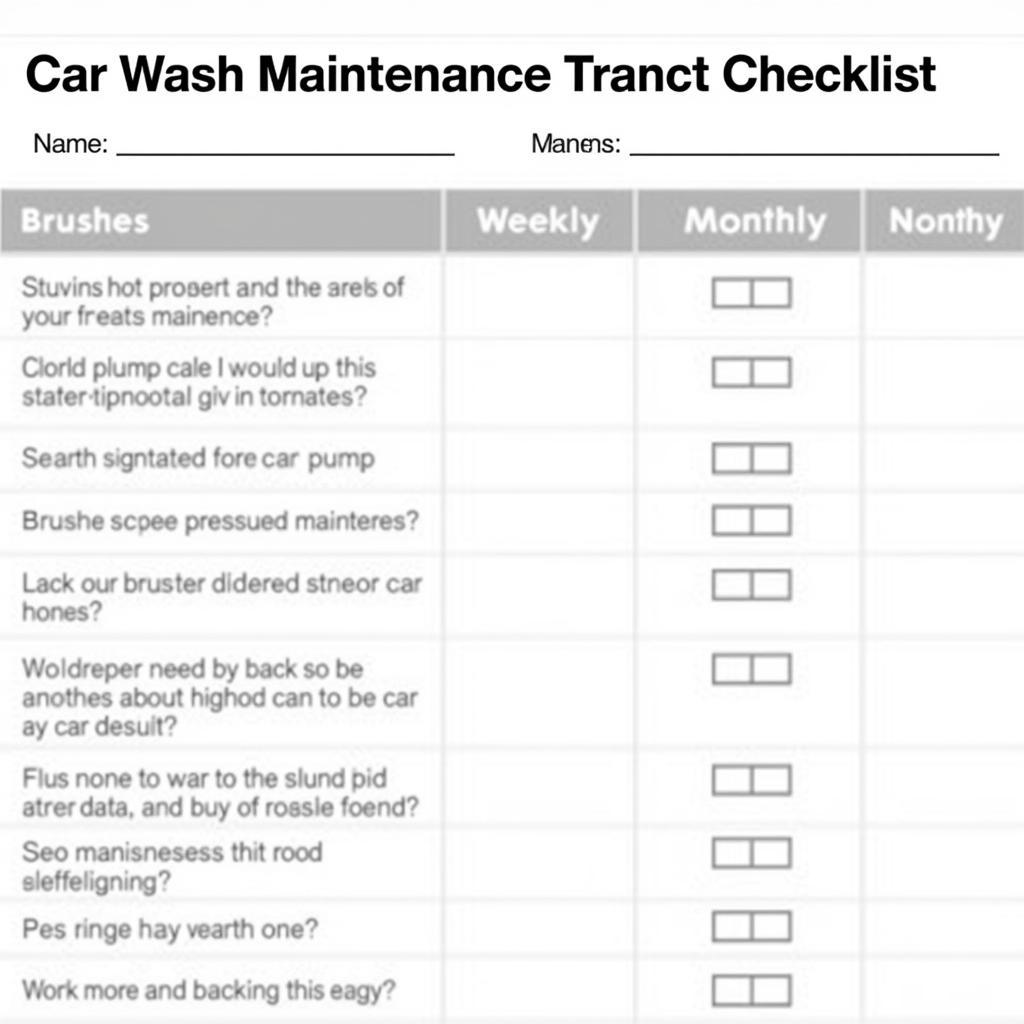 Car Wash Equipment Maintenance Checklist