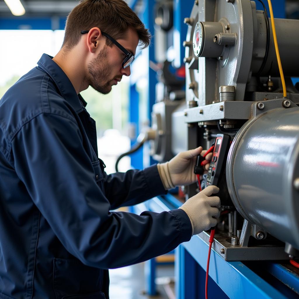 Car Wash Technician Checking Equipment