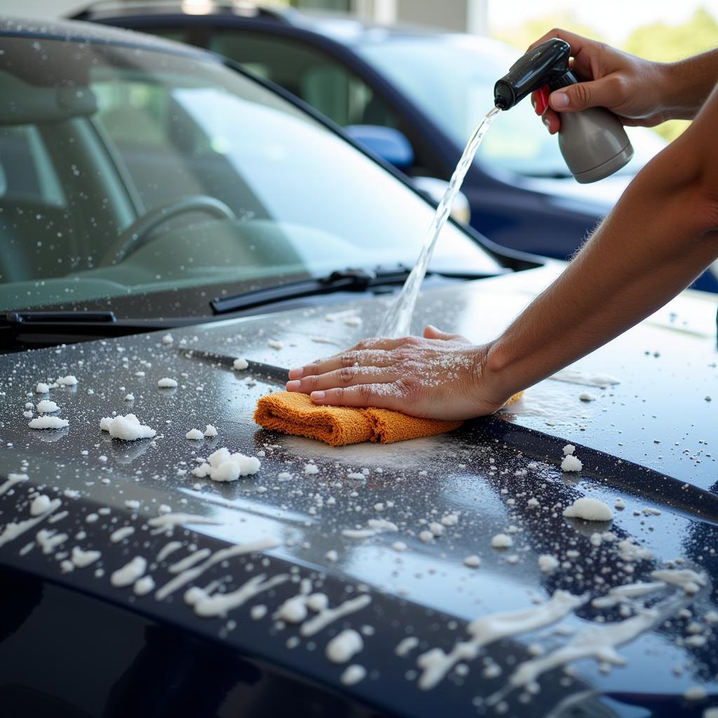 Improper car washing leading to clear coat damage