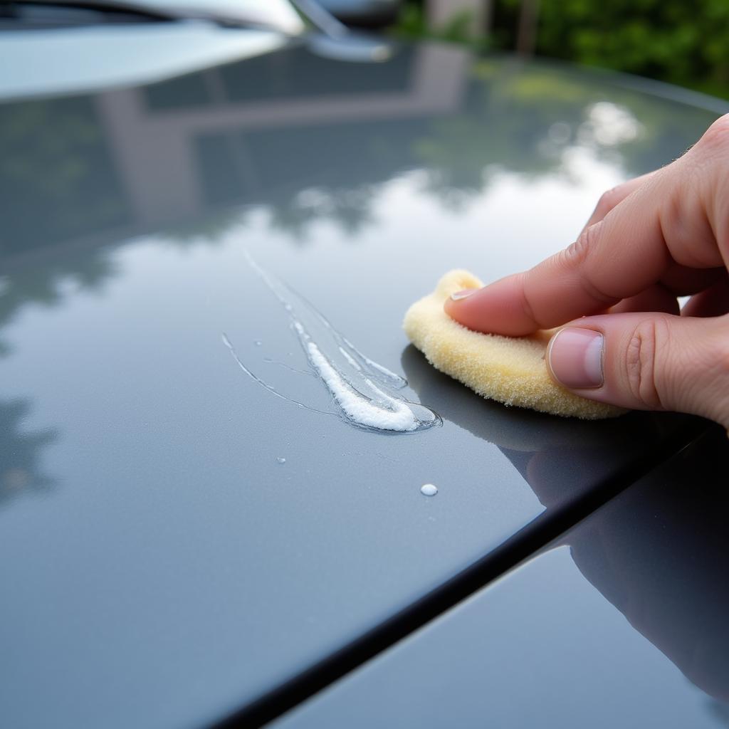 Car wax fixing minor scratches on a car's surface