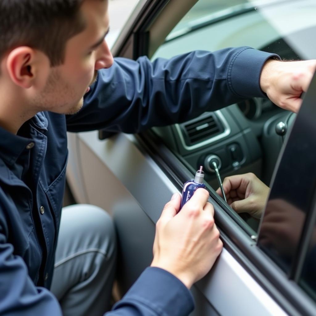 Inspecting a Car Window Leak for Damage and Gaps