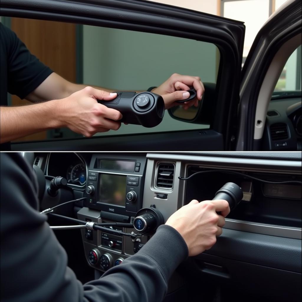 Inspecting the car window regulator and cable for damage