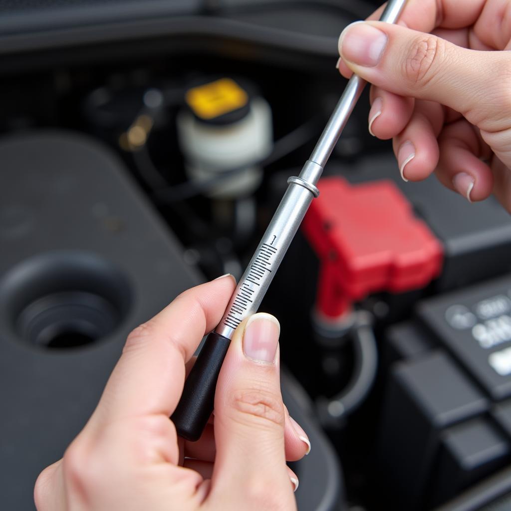 Checking essential car fluids like engine oil, coolant, and brake fluid