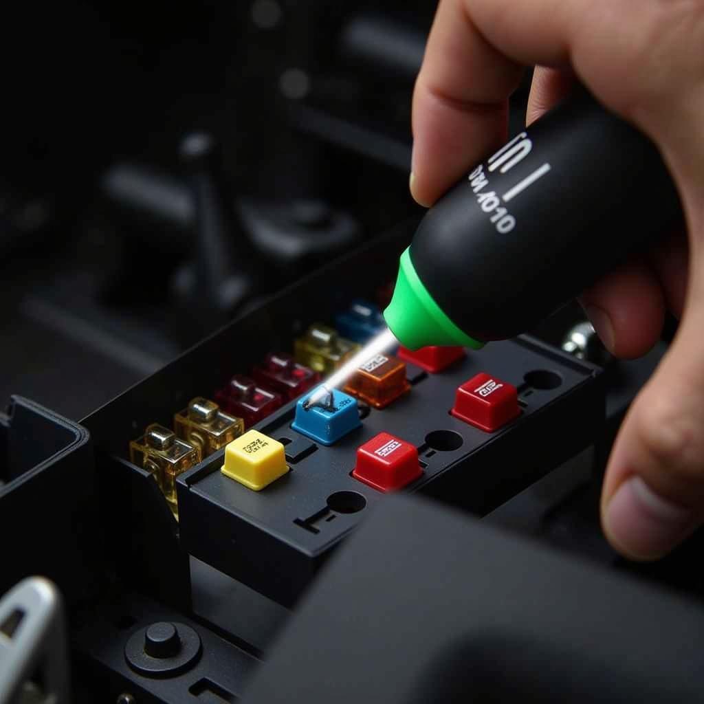 Inspecting the Fuse Box in a Car