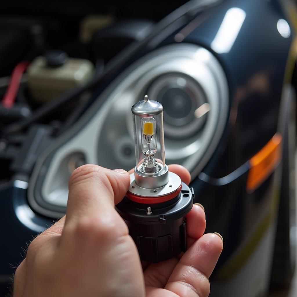 Checking Car Light Bulb for Damage