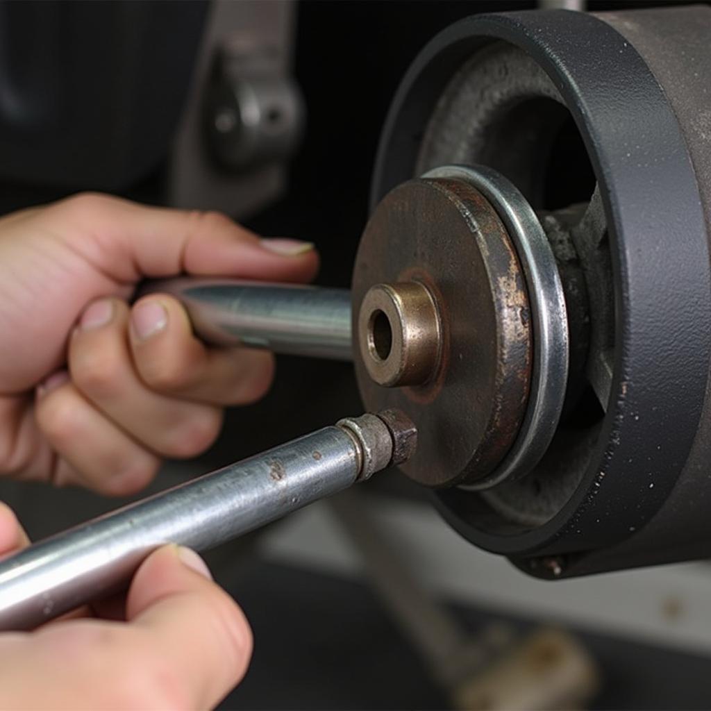 Mechanic Checking Lower Control Arm Bushings