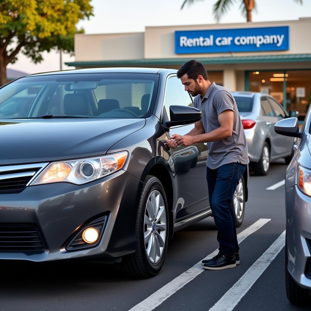 Checking Rental Car Before Driving in Hawaii