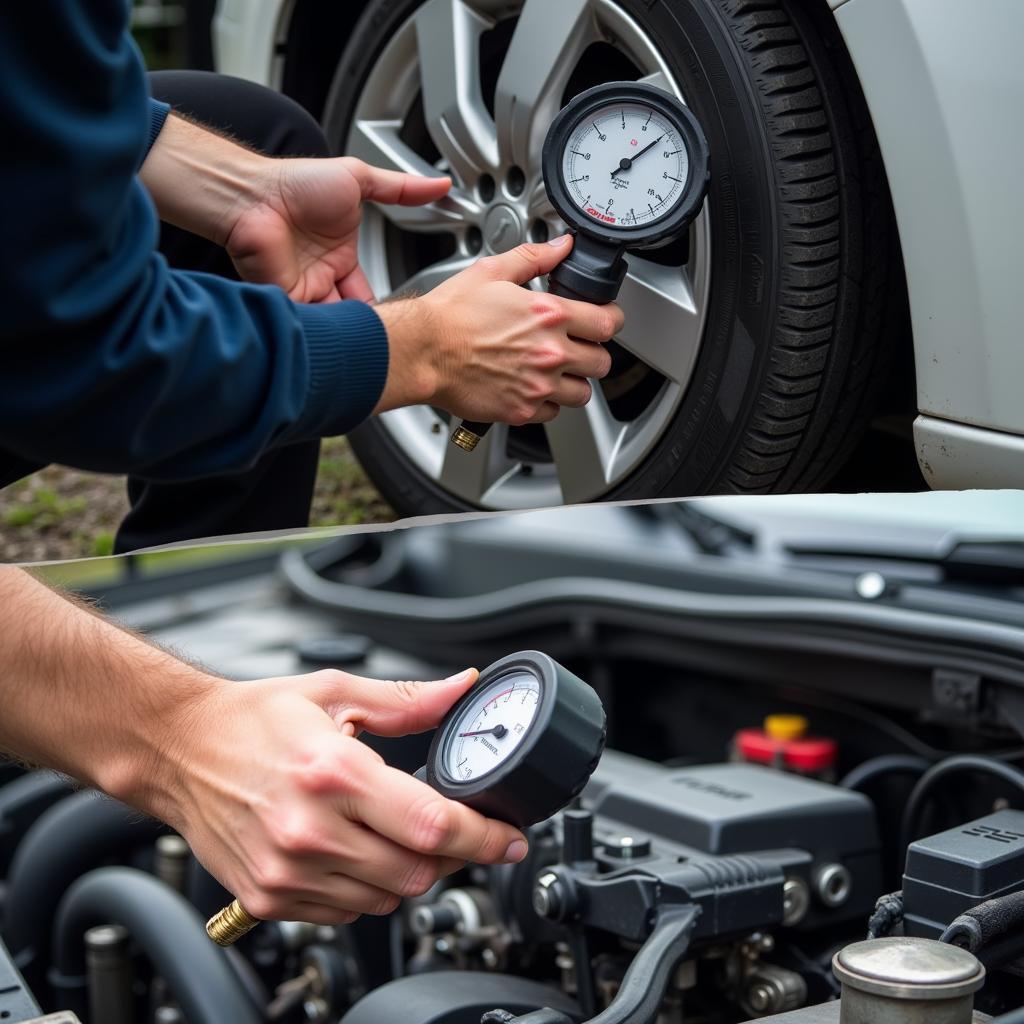 Checking Tire Pressure and Fluid Levels