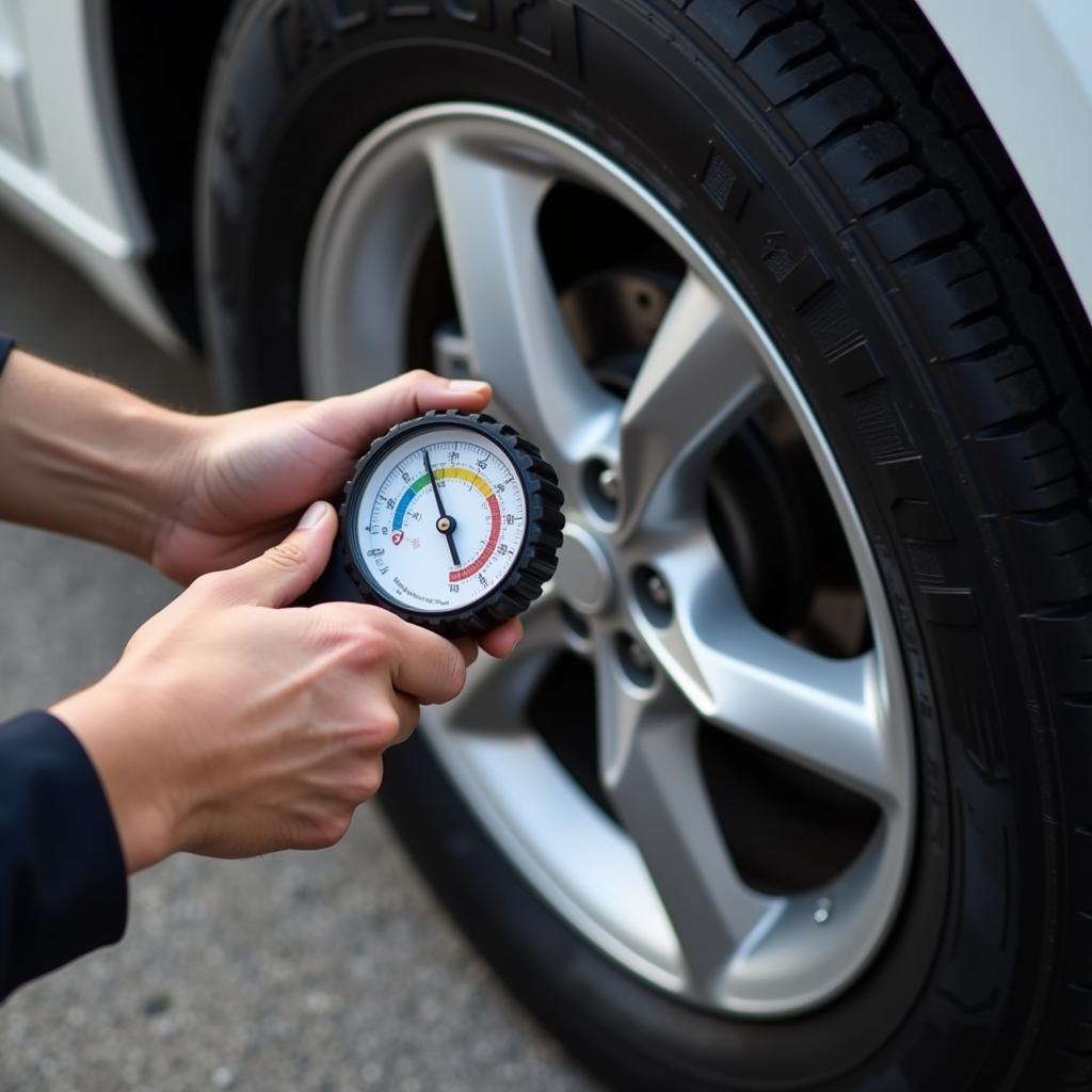 Checking Tire Pressure on a New Car