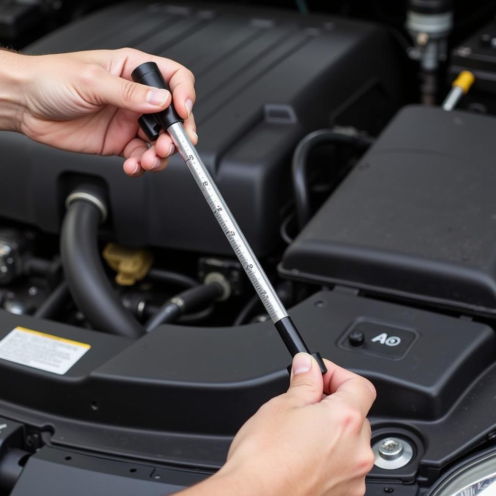 Checking Transmission Fluid with Dipstick