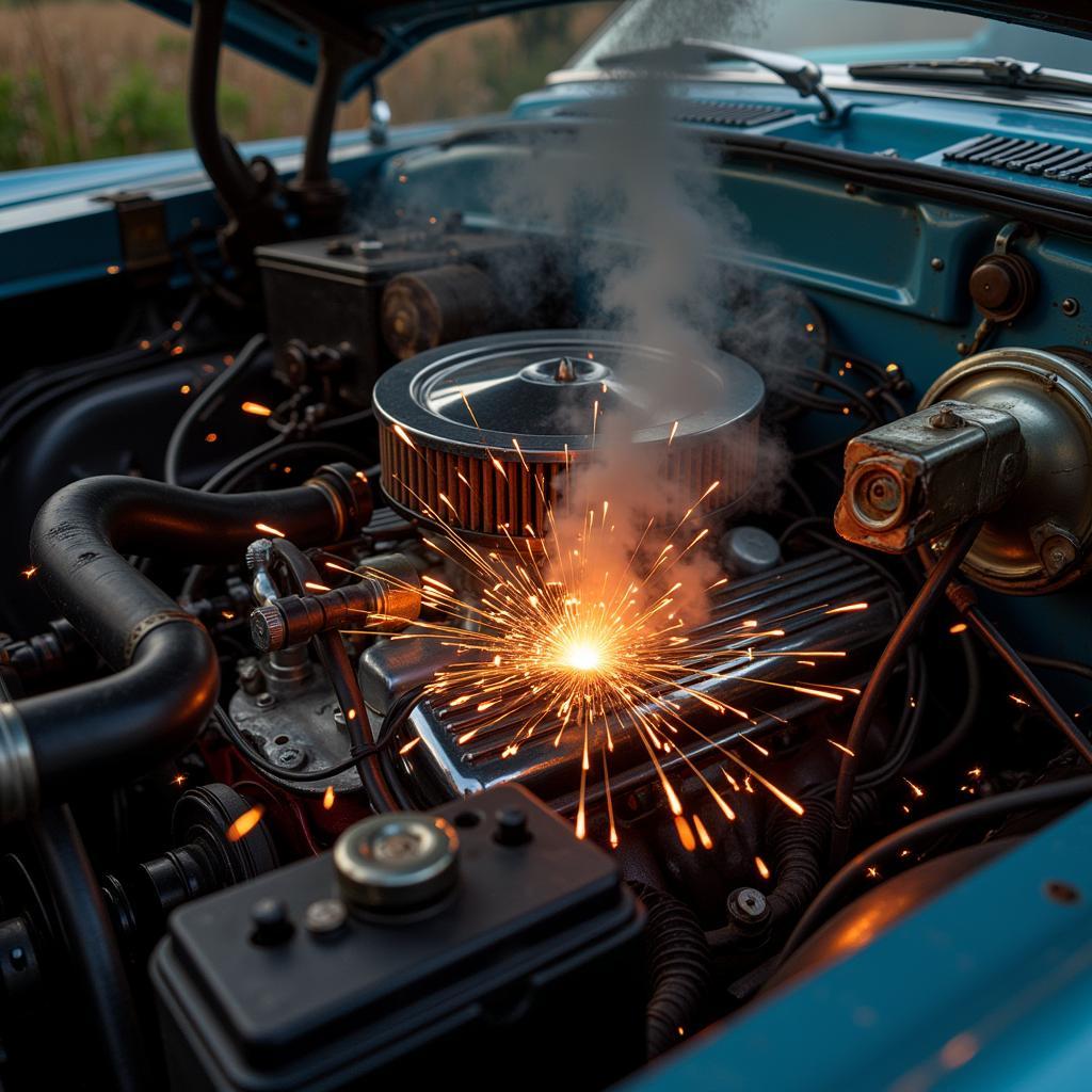 Classic Car Engine Misfiring Due to Faulty Coil