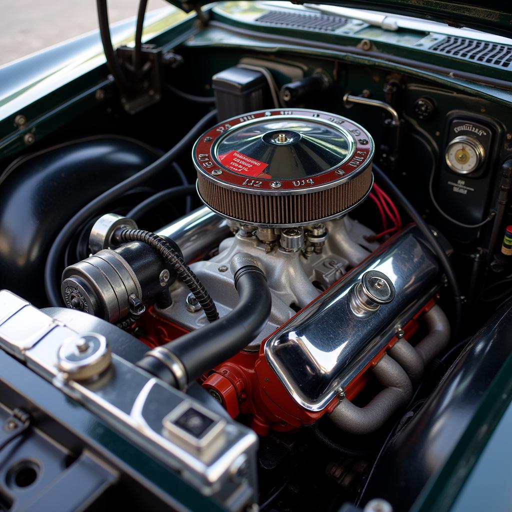 Classic Car Engine Compartment Detail