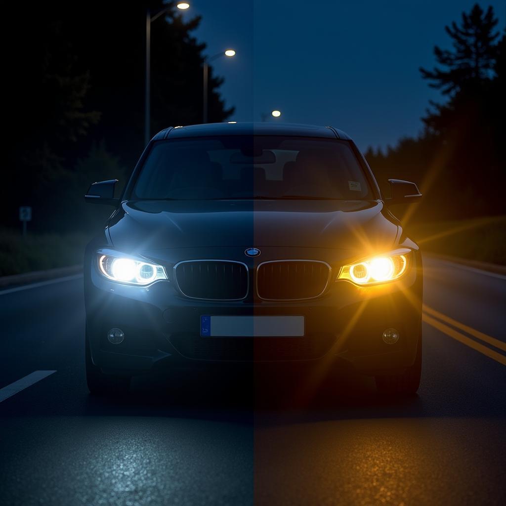 Cloudy Headlight Cover Affecting Night Driving Visibility