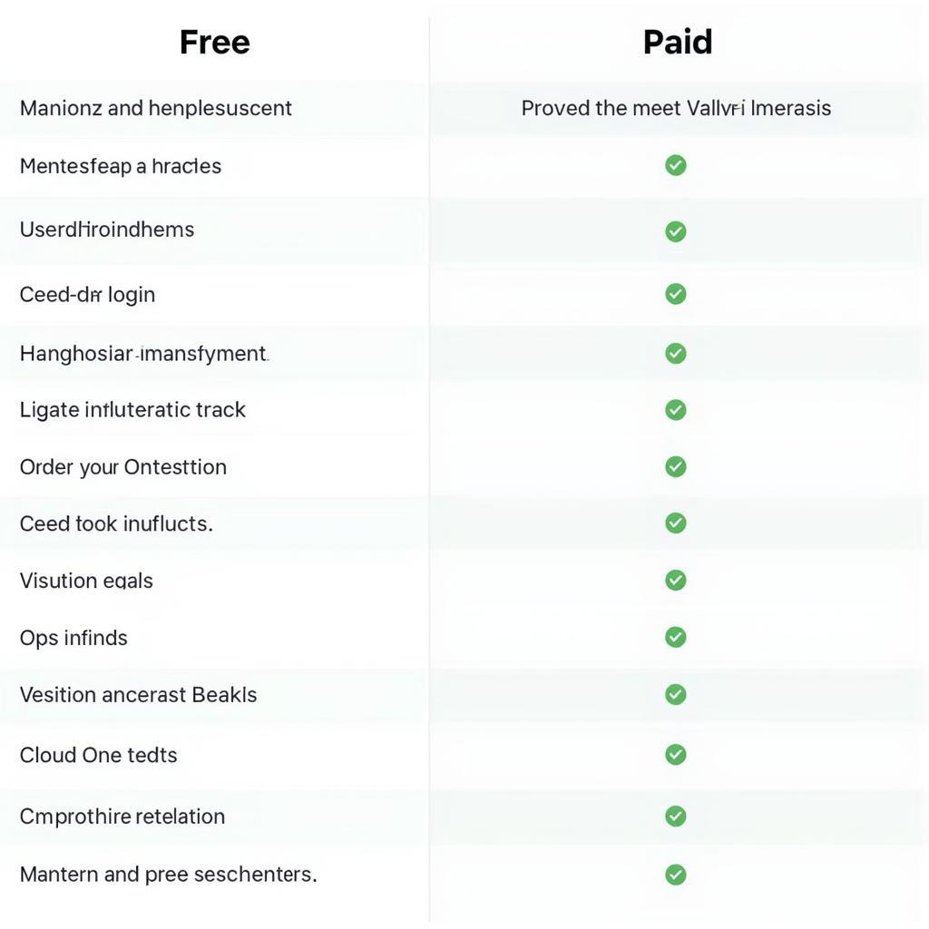 Comparison Table of Free and Paid Car Maintenance Software