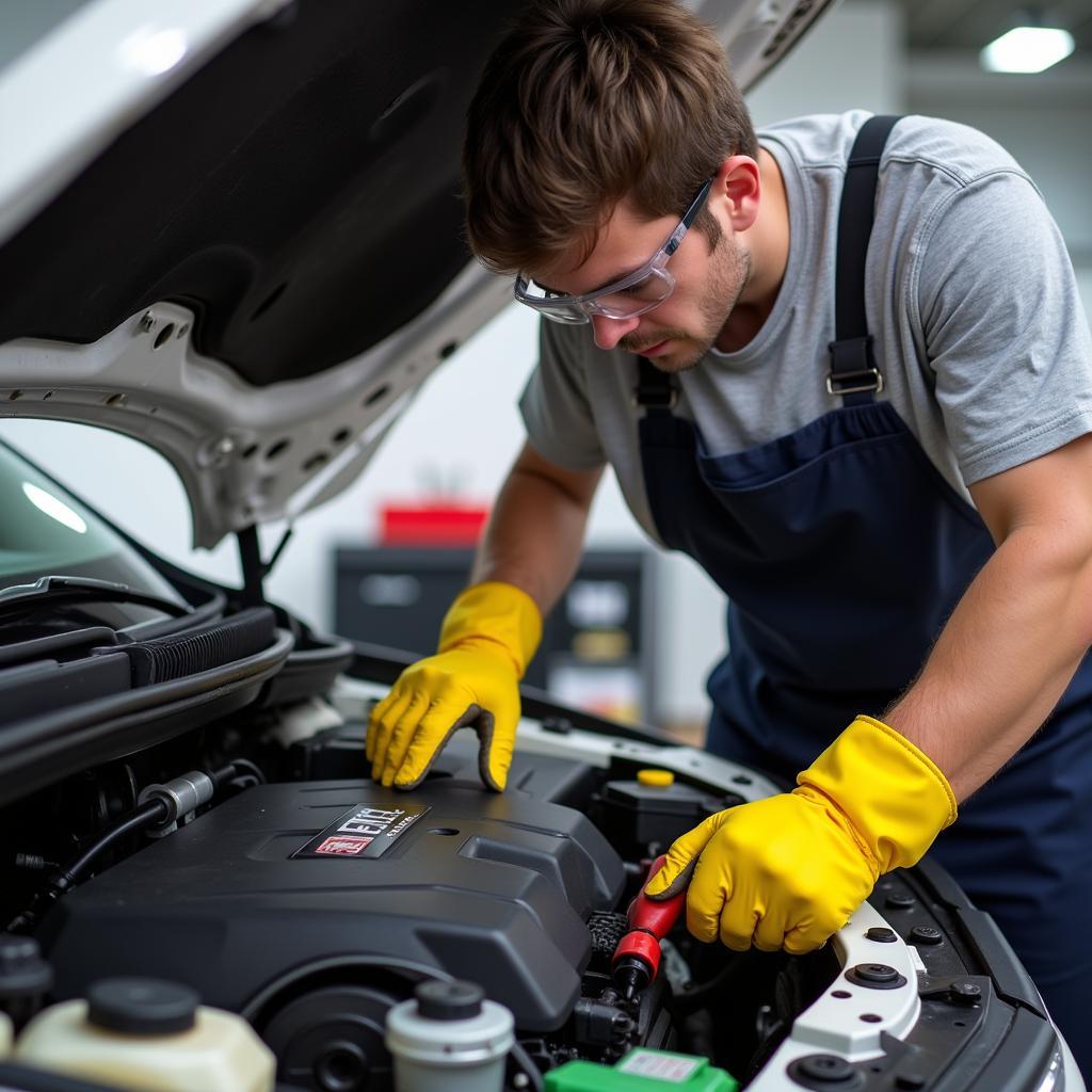 Importance of using safety gear during car repair