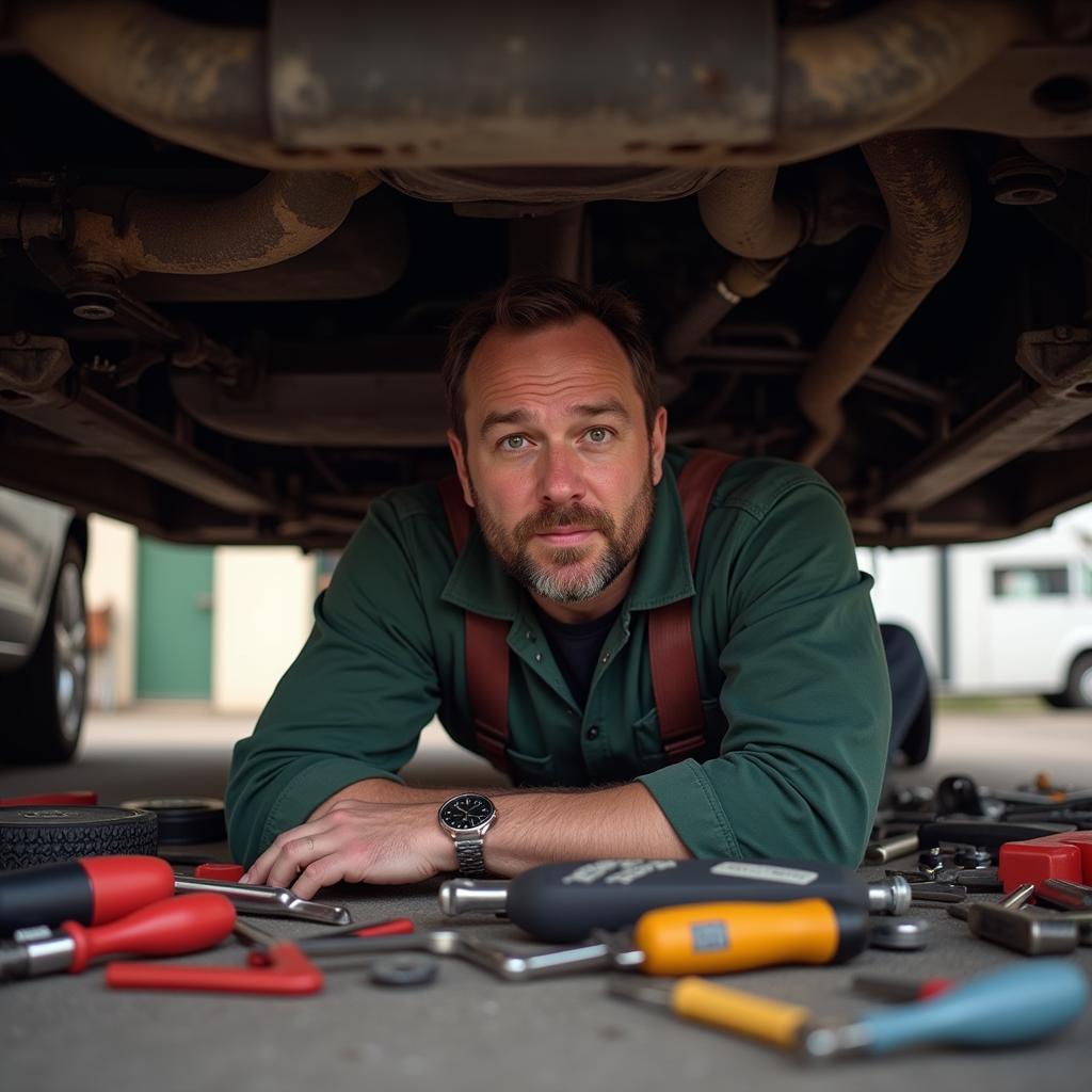 Classic example of a dad fixing car meme