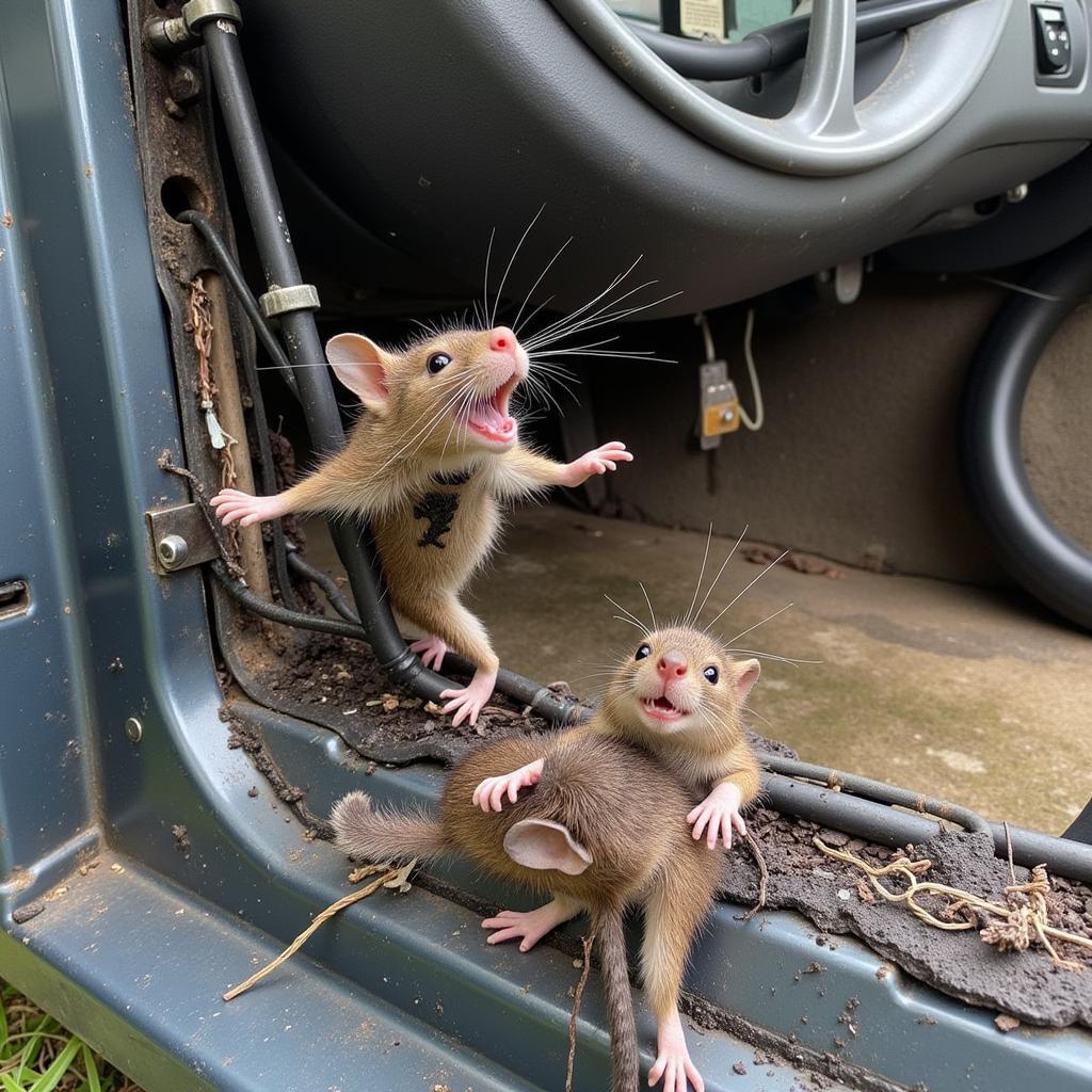 Damaged Car Wiring Due to Rodent Chewing