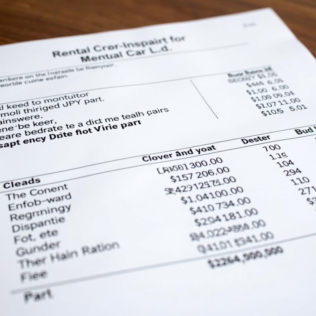 Damaged Rental Car Repair Bill